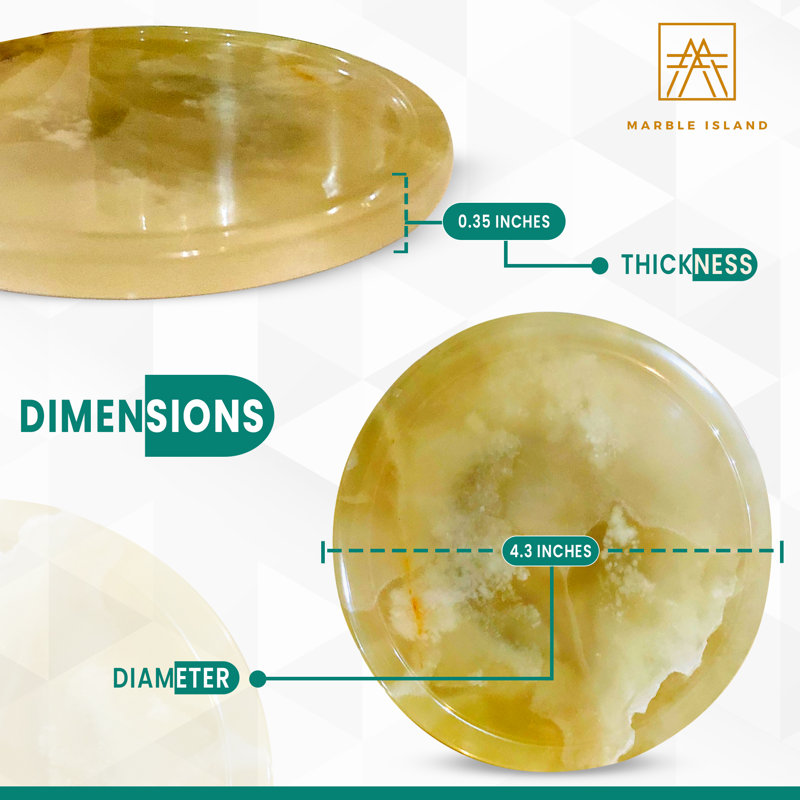 Marble Round 6 Piece Coaster Set, Green