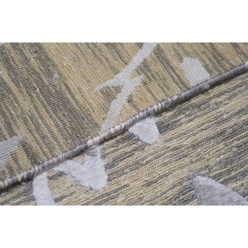 Jute / Sisal Abstract Area Rug in Silver, Rectangle 9' x 12'2