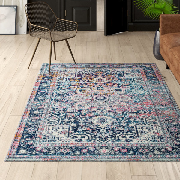 Bungalow Rose Misi Vintage Medallion Power Loom Blue Rug & Reviews ...