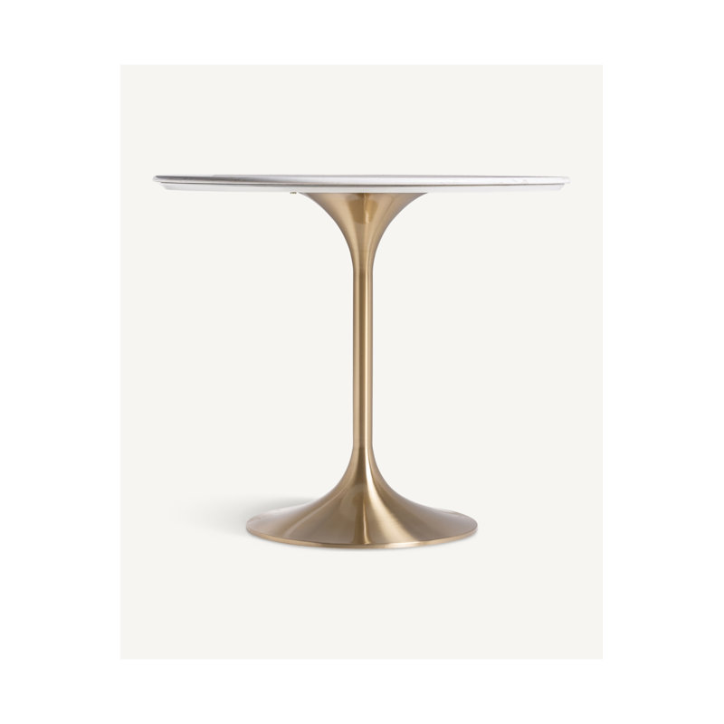 Round Metal Base Dining Table, Gray