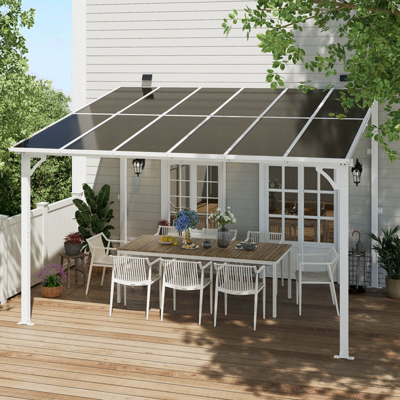 10' x 10' White Aluminum and Polycarbonate Solar Gazebo