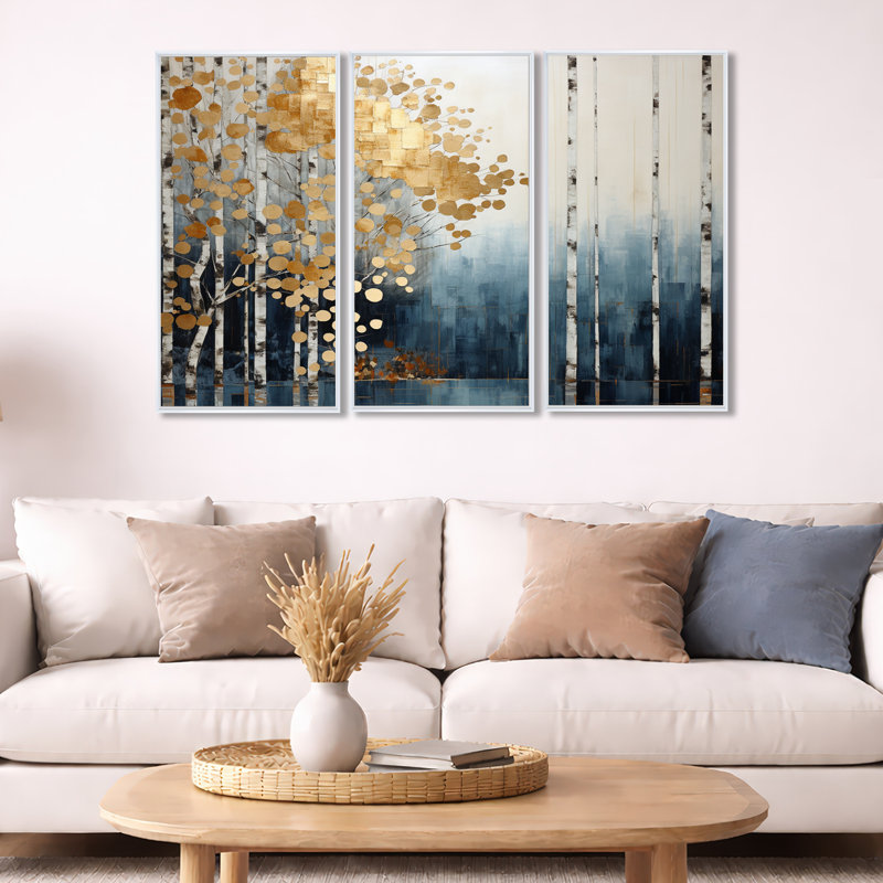 Ensemble de salon Fellner - Forest Wall Art, H 28 po x l 36 po x P 1 po, Cadre flottant blanc