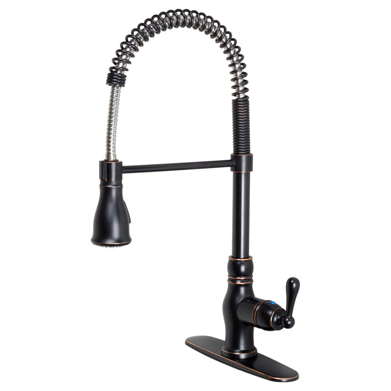 Prime Collection High-Arc Single Handle Kitchen/Bar Faucet with 2-Function Pull-Down Spring Spout Sprayer - Oil Rubbed Bronze