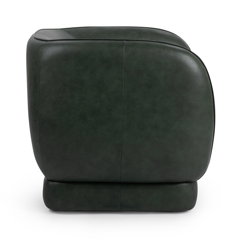 Rinner Leather Swivel Club Chair, Hunter Green Genuine Leather