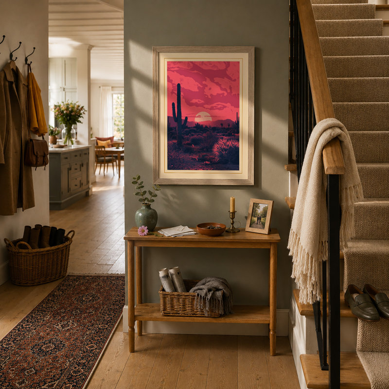 Desert at Sunset Rustic - Framed Print, Oak, A3 - 42.0 x 29.7 cm