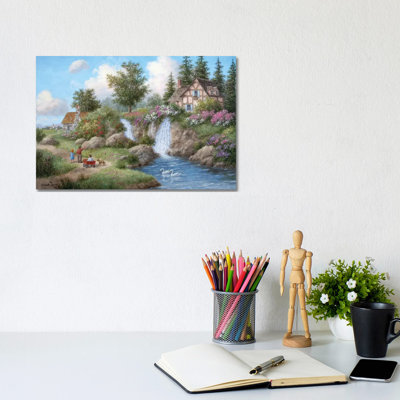 Hillcrest Falls by Dennis Lewan - Wrapped Canvas Painting