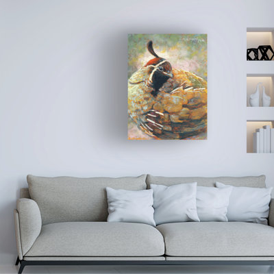 «W is for Quail» de Rita Kirkman, art mural sur toile tendue pour décor de salon, de chambre à coucher ou de bureau - 14 x 19