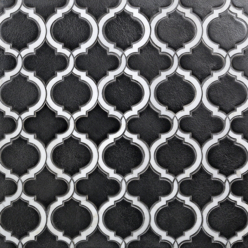 Carreau de mosaïque en céramique 4 "x 3" Divine Arabesque (0,80 pieds carrés / feuille), Gunmetal