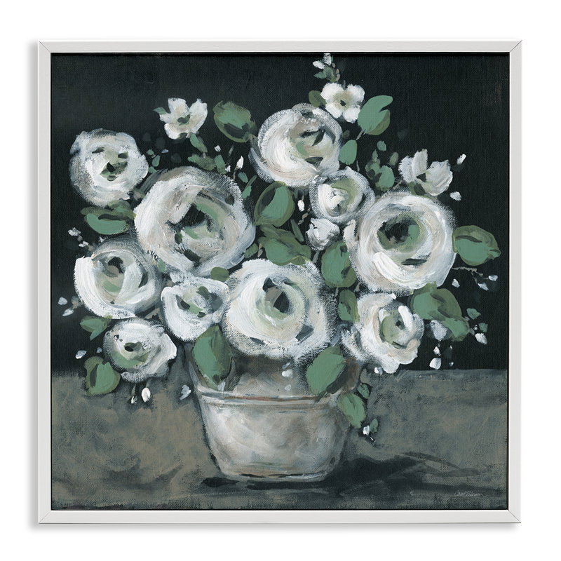Bouquet de roses en sourdine, estampe numérique encadrée par Carol Robinson, Giclée encadrée blanc bord de mer
