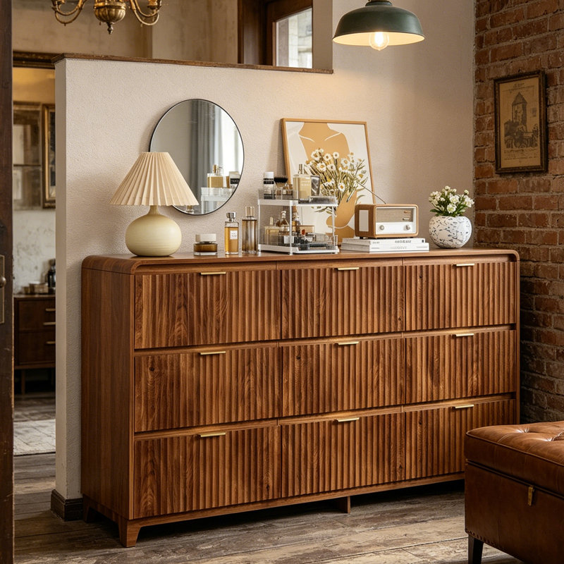 Ensemble de 9 tiroirs et table de chevet
