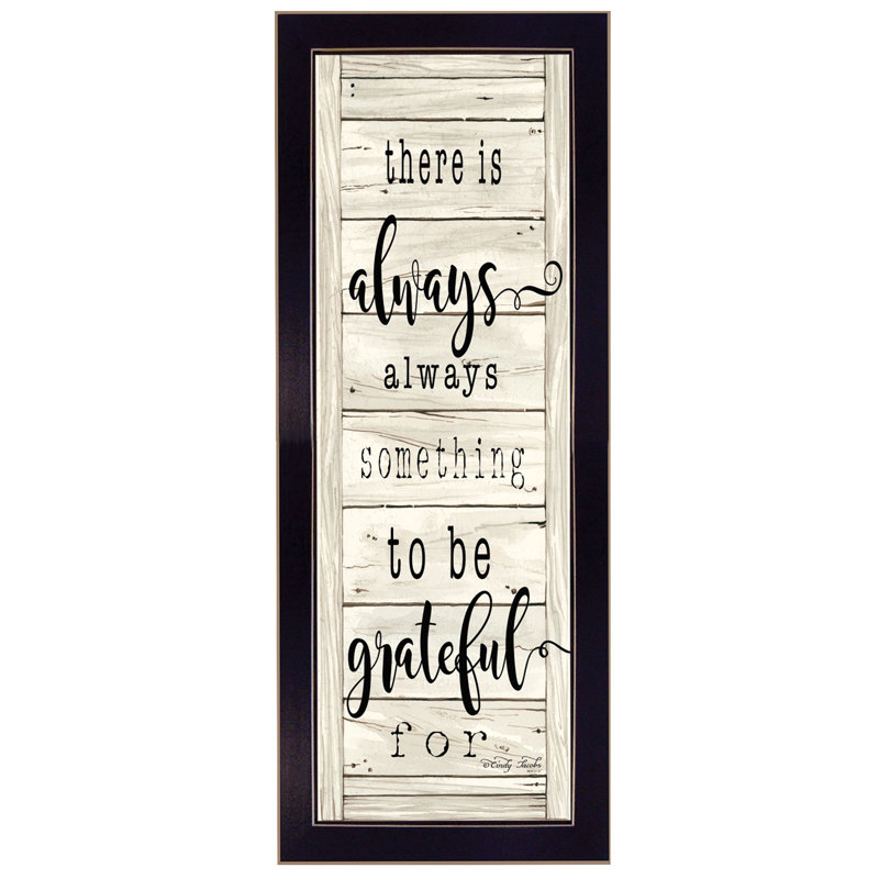 «Be Grateful», impression encadrée de décoration murale pour le salon par Cindy Jacobs, H 26 po x l 10 po, Cadre noir