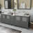  Wooden 84" Freestanding Double Sink Bathroom Vanity with Engineered Marble Top and Matching Mirrors-27042790