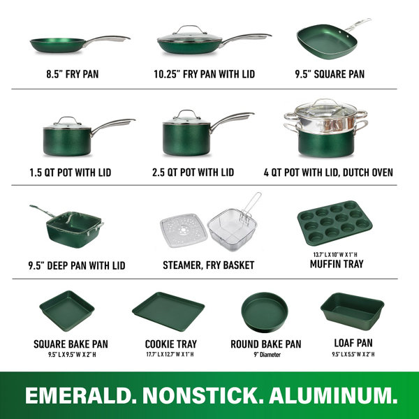 Granitestone Emerald 20 Piece Aluminum Non Stick Cookware