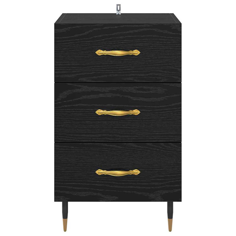 40cm W Manufactured Wood Bedside Table, Black Oak