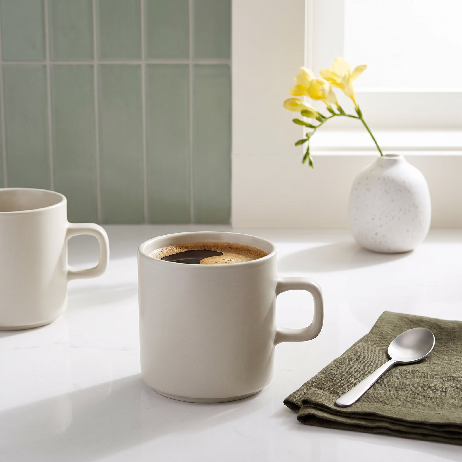 Pilar Stoneware Mug, Cream