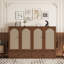 Grand lit escamotable, armoire-lit en bois de pin avec centrale électrique et panneau de décoration en rotin, noyer-376726208