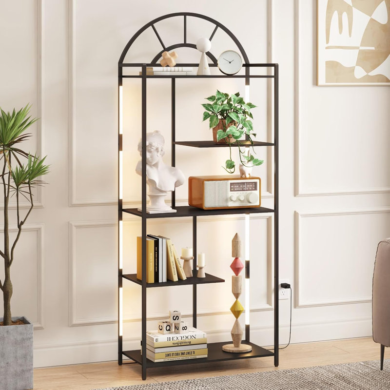 Etagere Bookshelf With Metal Frame And Wood Shelf