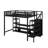 Full Size Metal Loft Bed With TV Stand, Metal Loft Bed With Staircase And Wardrobe-542199258