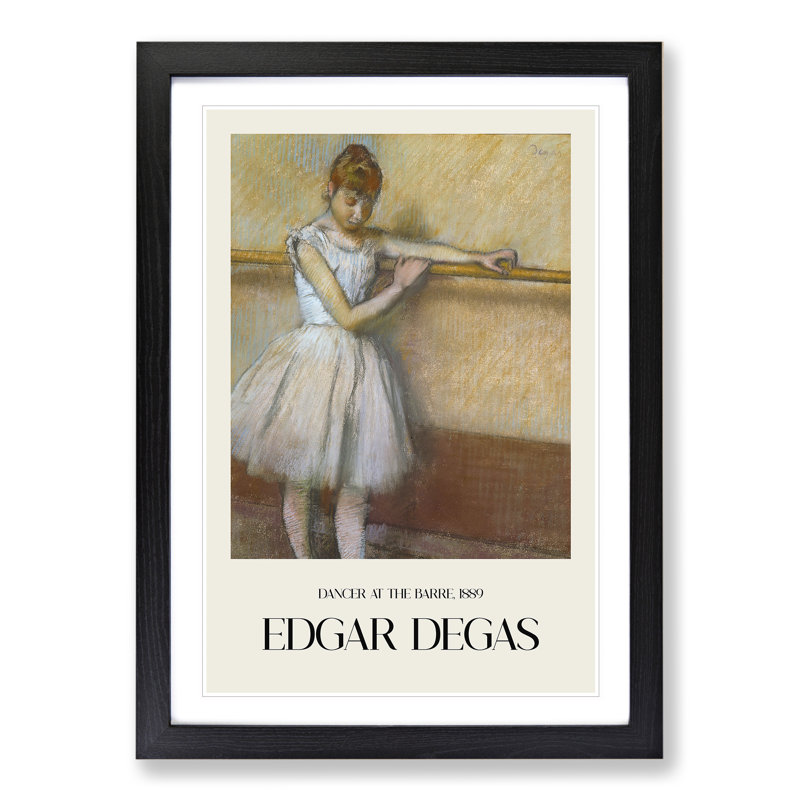 Ballet Ballerina Dancer at the Bar by Edgar Degas - Picture Frame Graphic Art, 65cm H x 48cm W x 2cm D, Black Framed