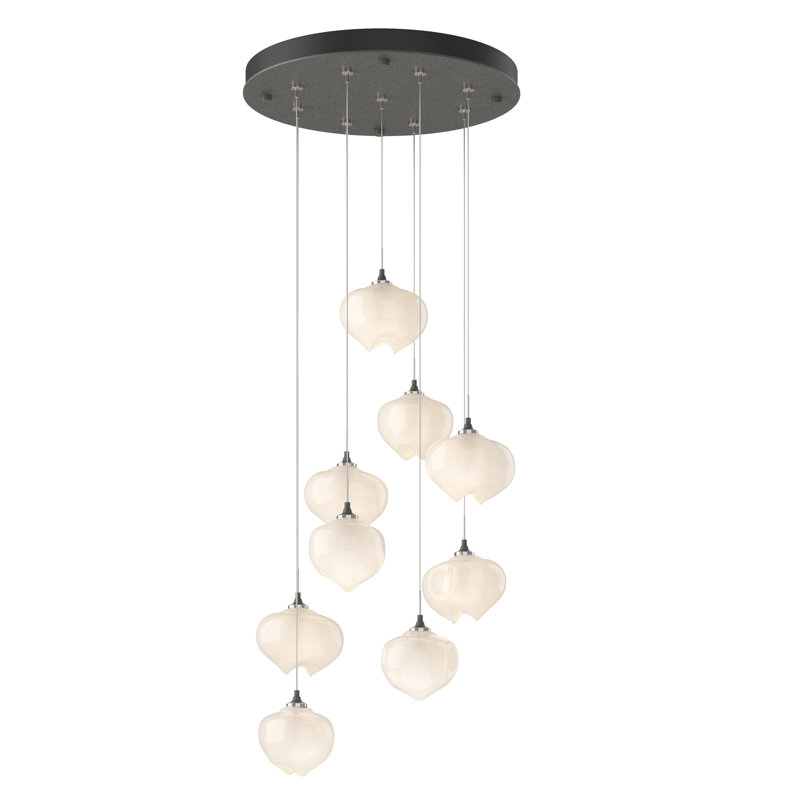 Ume 9 - Light Cluster Geometric Pendant, Natural Iron, Frosted, 10" - 80"