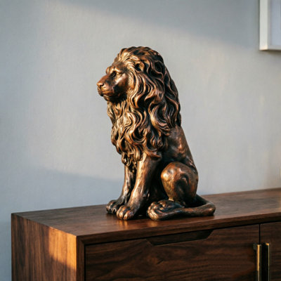 Statue de lion en résine 20,5 pouces en plein air, sculpture de simulateur de décor animal pour Villa Garden Park Resort, fête de l'indépendance patriotique, décoration pour la cour intérieure