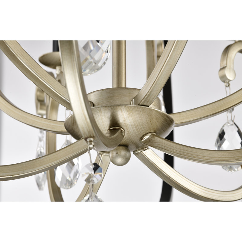 Lustre géométrique à 5 lumières l 27 po avec accents en cristal Bronwen