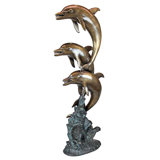 Triple Leaping Dolphins Garden Statue