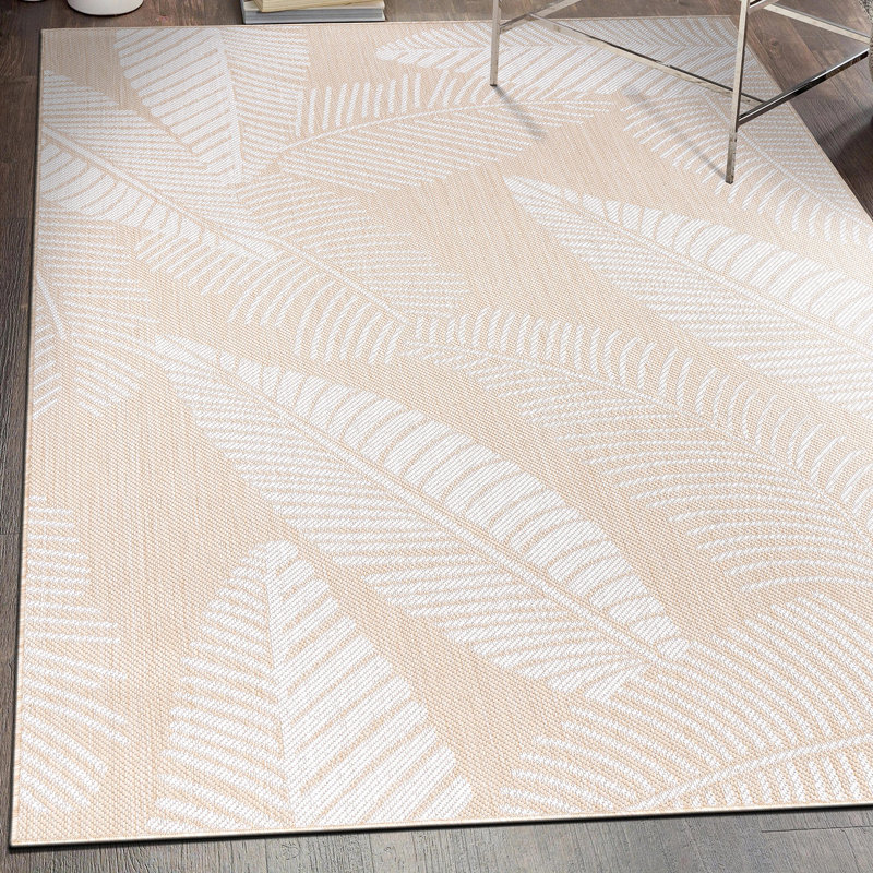 Minford Floral Beige/Gray Indoor&Outdoor Area Rug, Rectangle 7'10" x 10'