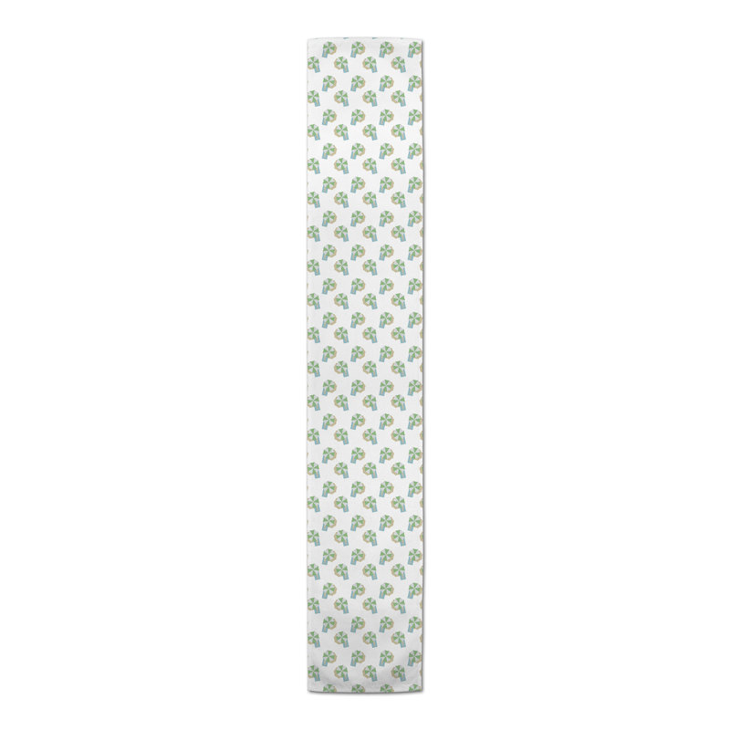 Rectangular Table Runner, 72" x 16", White/Green
