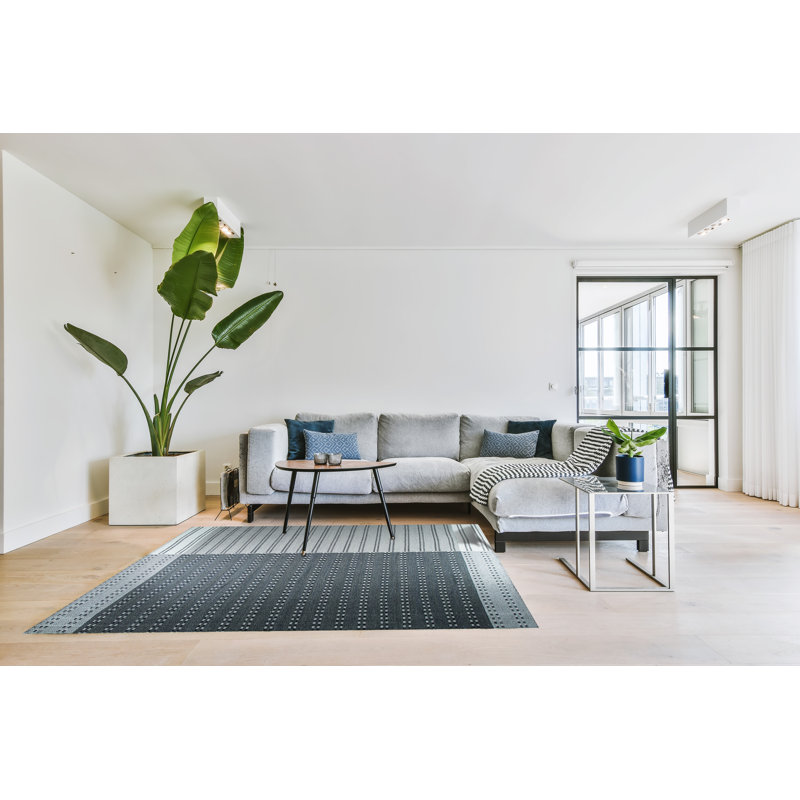 Shenae Charcoal Flatweave Wool & Cotton Area Rug, Rectangle 4' x 6'