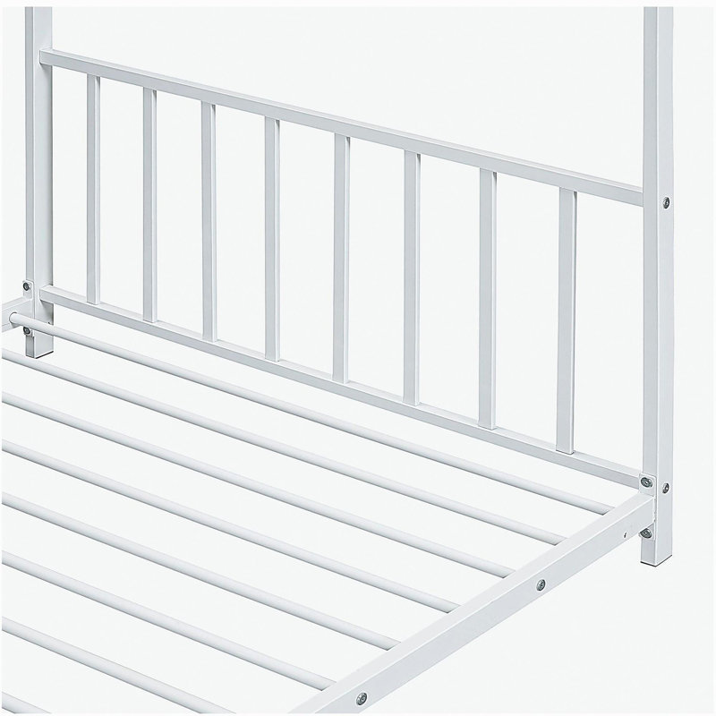 Lit plateforme double en métal, blanc