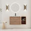 Meuble-lavabo mural 40 po avec lavabo en céramique blanche et tablettes de rangement et 1 porte à fermeture en douceur