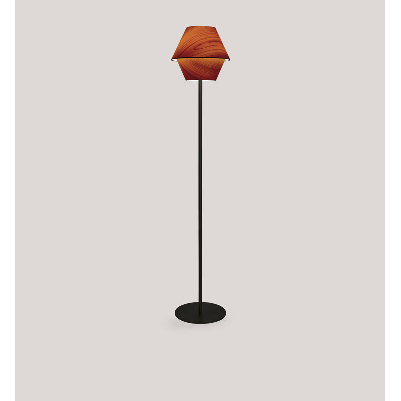 Hotel Floor Lamp, Non-Dimmable, Matte Black, Natural Cherry