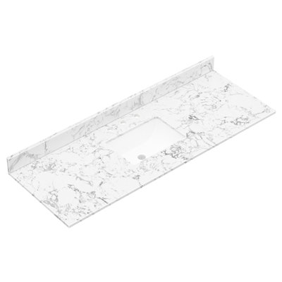 Comptoir-lavabo en pierre reconstituée de 152 cm (60 po) avec lavabo et dosseret en céramique