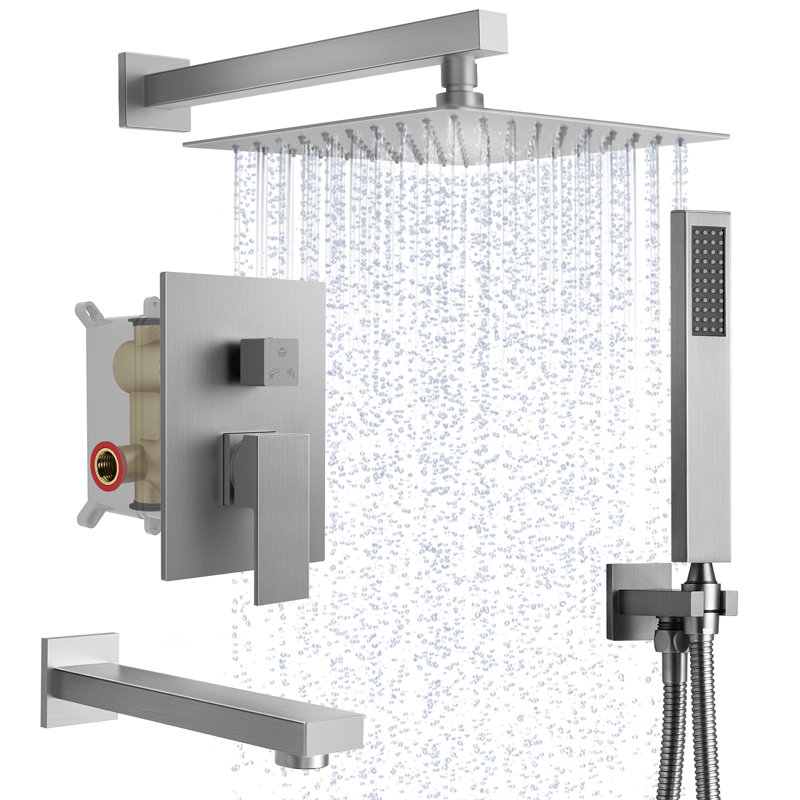 Pressure-balanced Shower Faucet with Rough in-Valve, Brushed Nickel