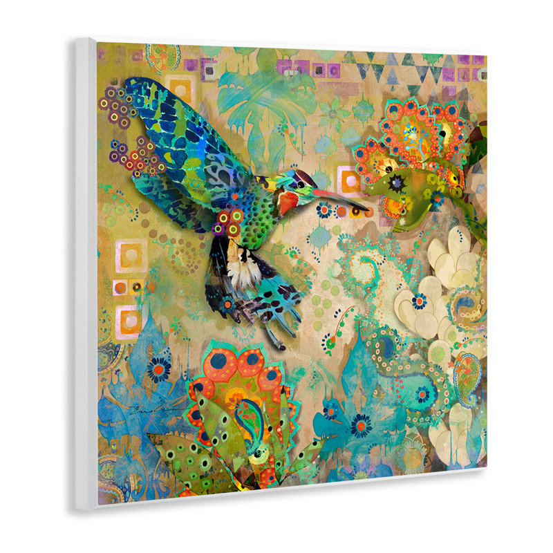 Motif bohème colibri par Evelia Designs, H 12 po x l 12 po x P 0,5 po