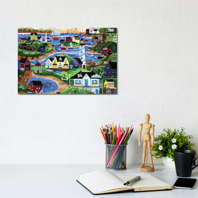 American Seaside Summertime Village by Cheryl Bartley - Wrapped Canvas Print