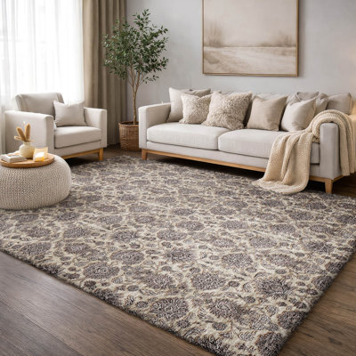 Tapis floral à poils longs de qualité supérieure lavable à la machine ADS702