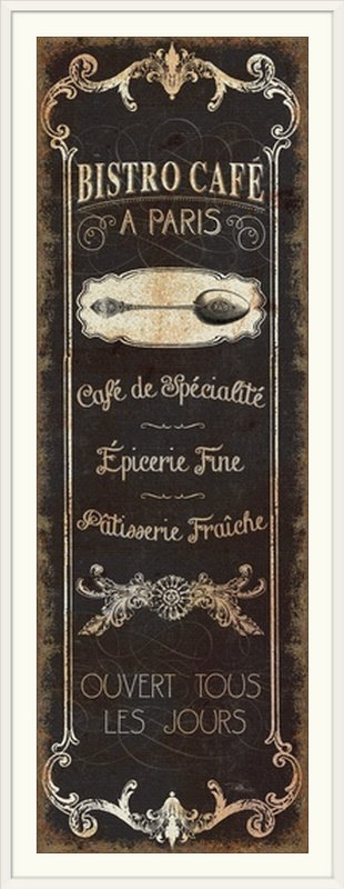 Panneau-ii de l’impression Parisian Sign, H 44 po x l 20 po x P 1 po, Cadre blanc