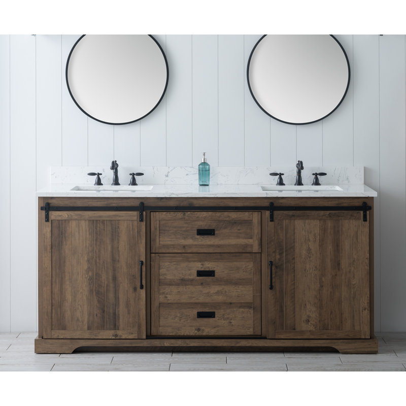 Cayden 72'' Double Bathroom Vanity with Top, Canella Brown