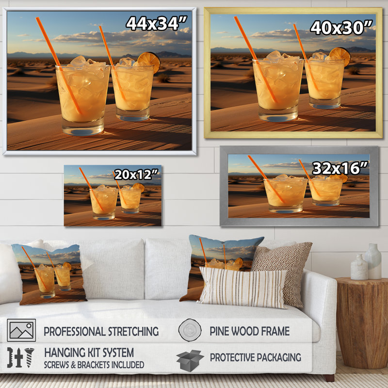 Pisco Punch Panorama Cocktail I - Art mural cocktails, H 34 po x l 44 po x P 1,5 po