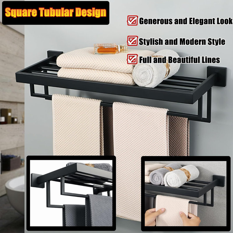 2 Towel Rack, Matte Black