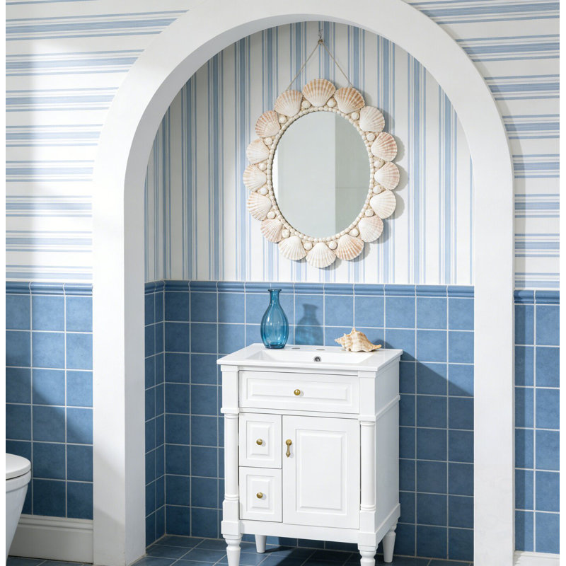 Meuble-lavabo avec lavabo, 2 tiroirs et tablettes de porte, 24", Blanc