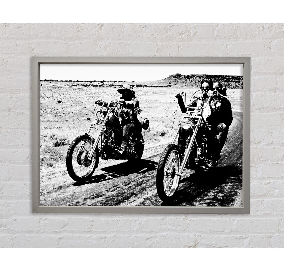 Easy Rider Motorbike Drive B N W - Einzelbildrahmen Kunstdrucke auf Leinwand