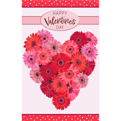 Floral Valentine's Heart Applique House Flag