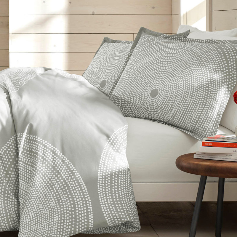 Fokus Grey Cotton Percale Duvet Cover Set with Shams