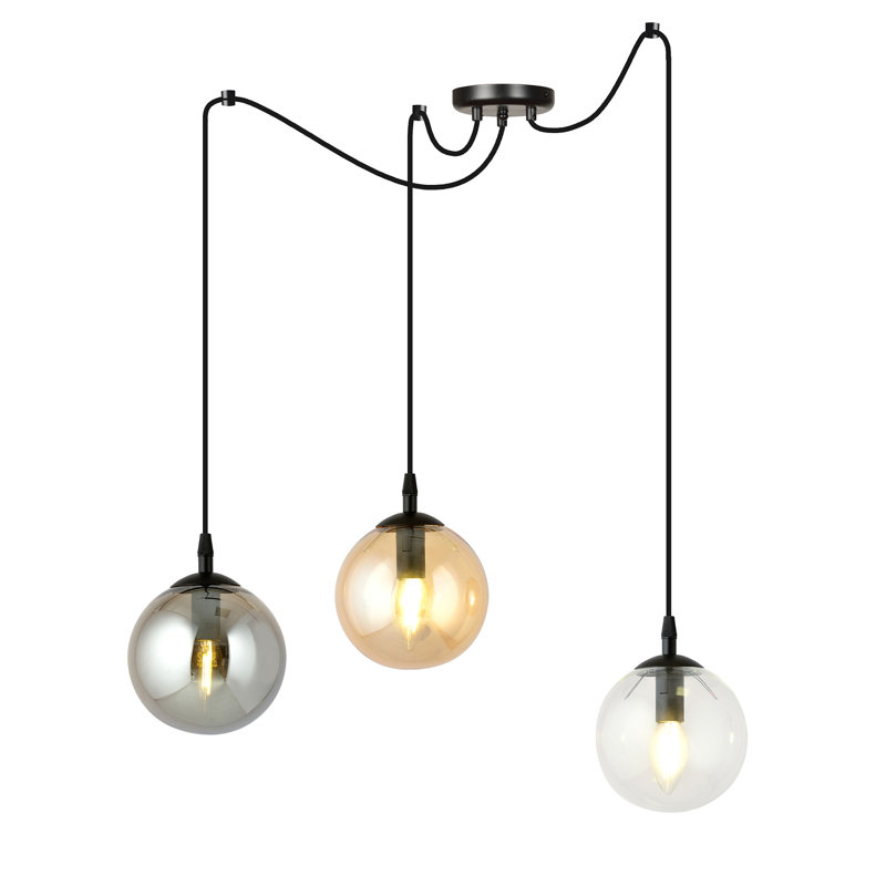 Garnes 3 - Light Sphere Pendant, Graphite/Gold/Clear