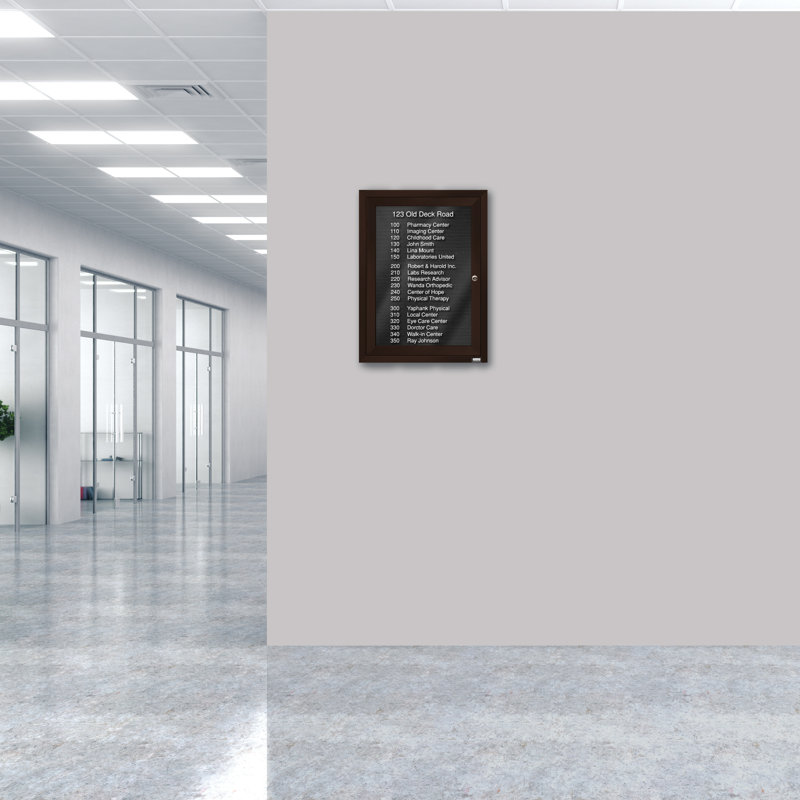 Tableau d'affichage mural fermé pour armoire d'annuaire, Bronze anodisé, Un, H 24 po x l 18 po