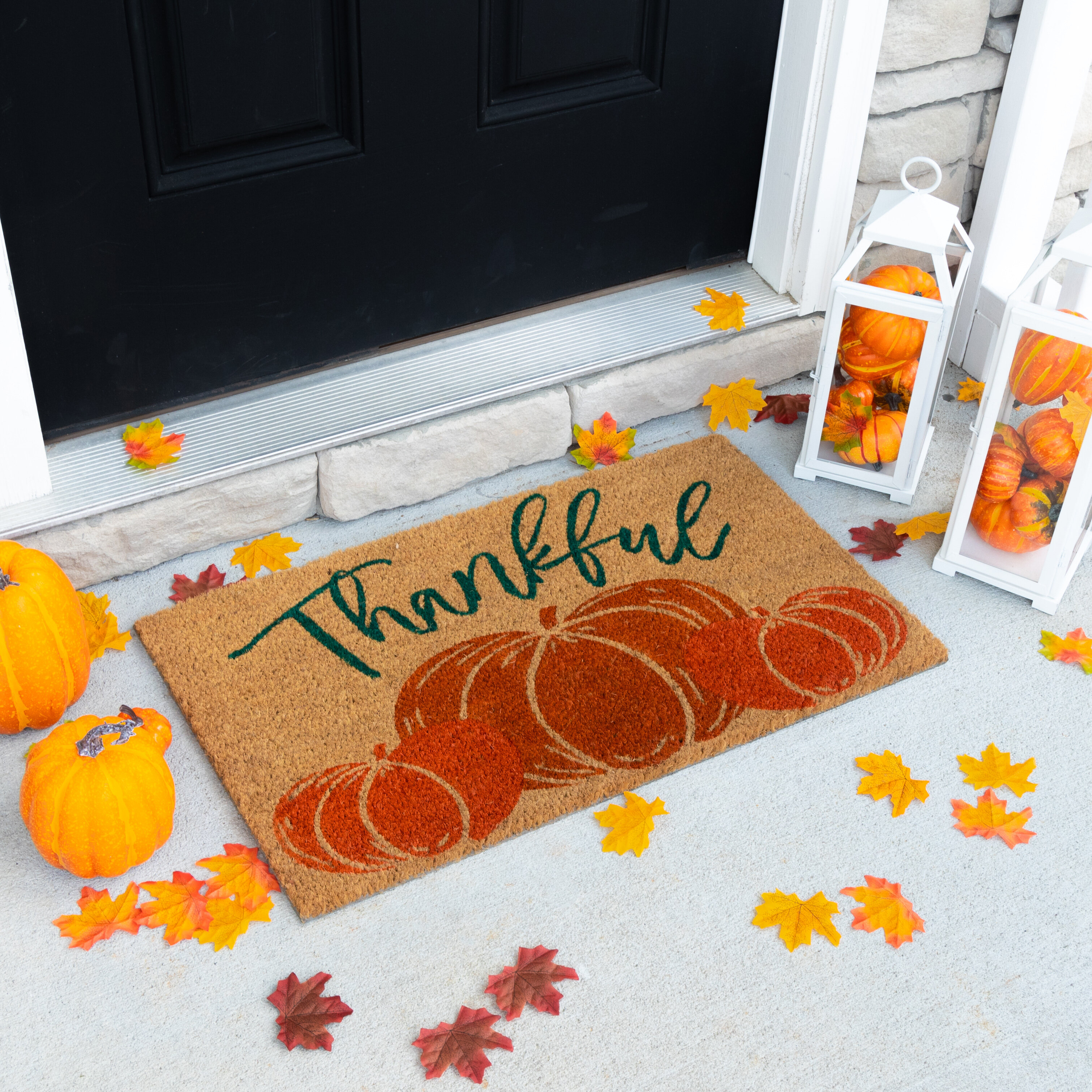 Leafy Fall Harvest Rectangular Welcome Doormat 18 x 30