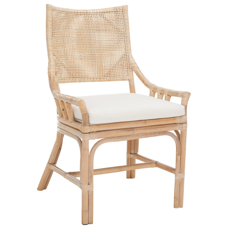 Atay 22" Wide Armchair, Natural White Wash / White 100% Cotton